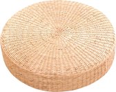 Frobin Gevlochten Poef - Ø 40cm - Rieten Poef - Rieten Meditatiekussen - Tatami Kussen - Poef Jute