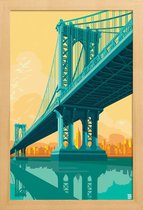 JUNIQE - Poster met houten lijst Manhattan Bridge New York City -13x18