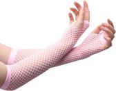 SissyMarket - Sissy Fishnet handschoenen - Lang - Licht roze