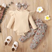 Newborn - Baby Kleding Meisje - Baby Kleding Jongens - Baby Cadeau - Unisex - Kraamcadeau - Romper set - Babyshower Cadeau Setje 3/delig - Damhert - 0-3 Maanden