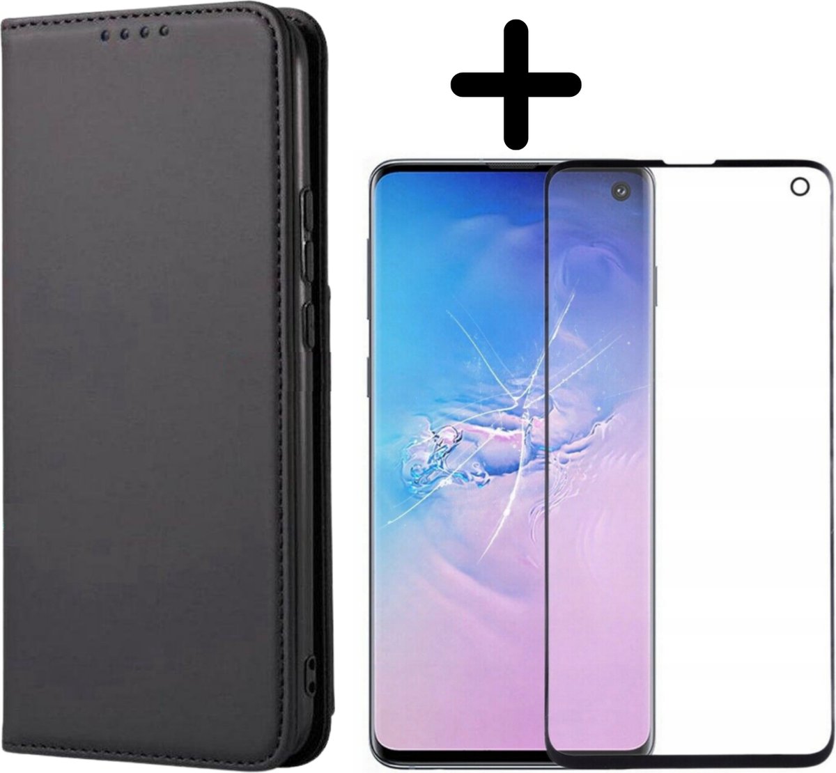 Fooniq Boek Hoesje Zwart + Screenprotector - Geschikt Voor Samsung Galaxy S10