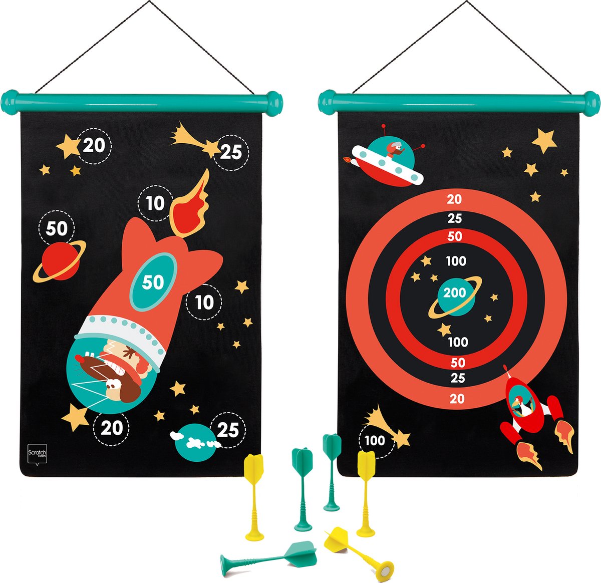 SCRATCH Magnetische Darts - Ruimte - 36X55Cm - 2-Zijdig - 5+