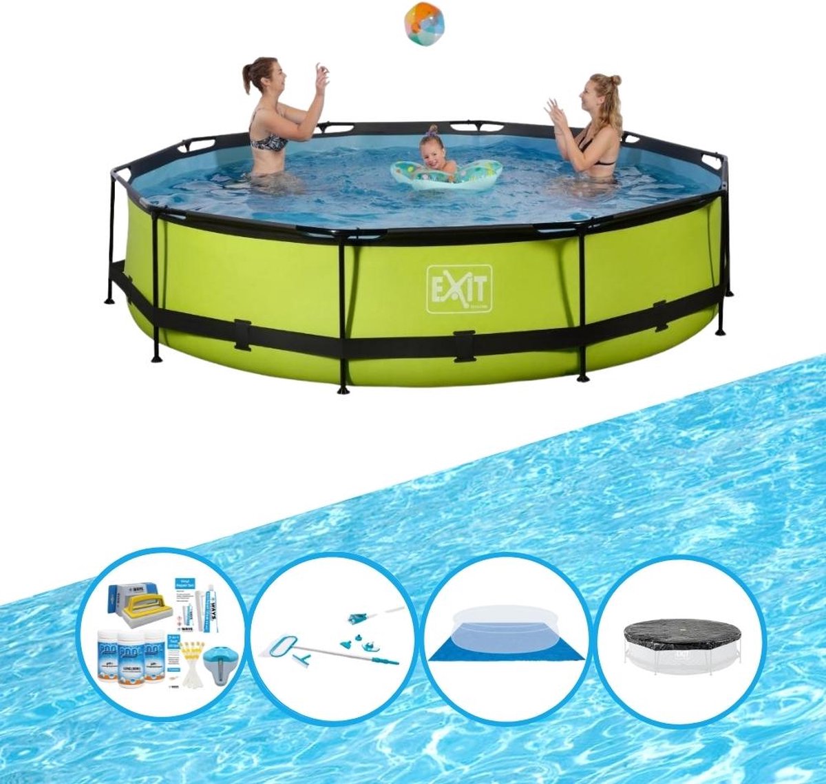 EXIT Zwembad Lime - Frame Pool ø360x76cm - Compleet zwembadpakket