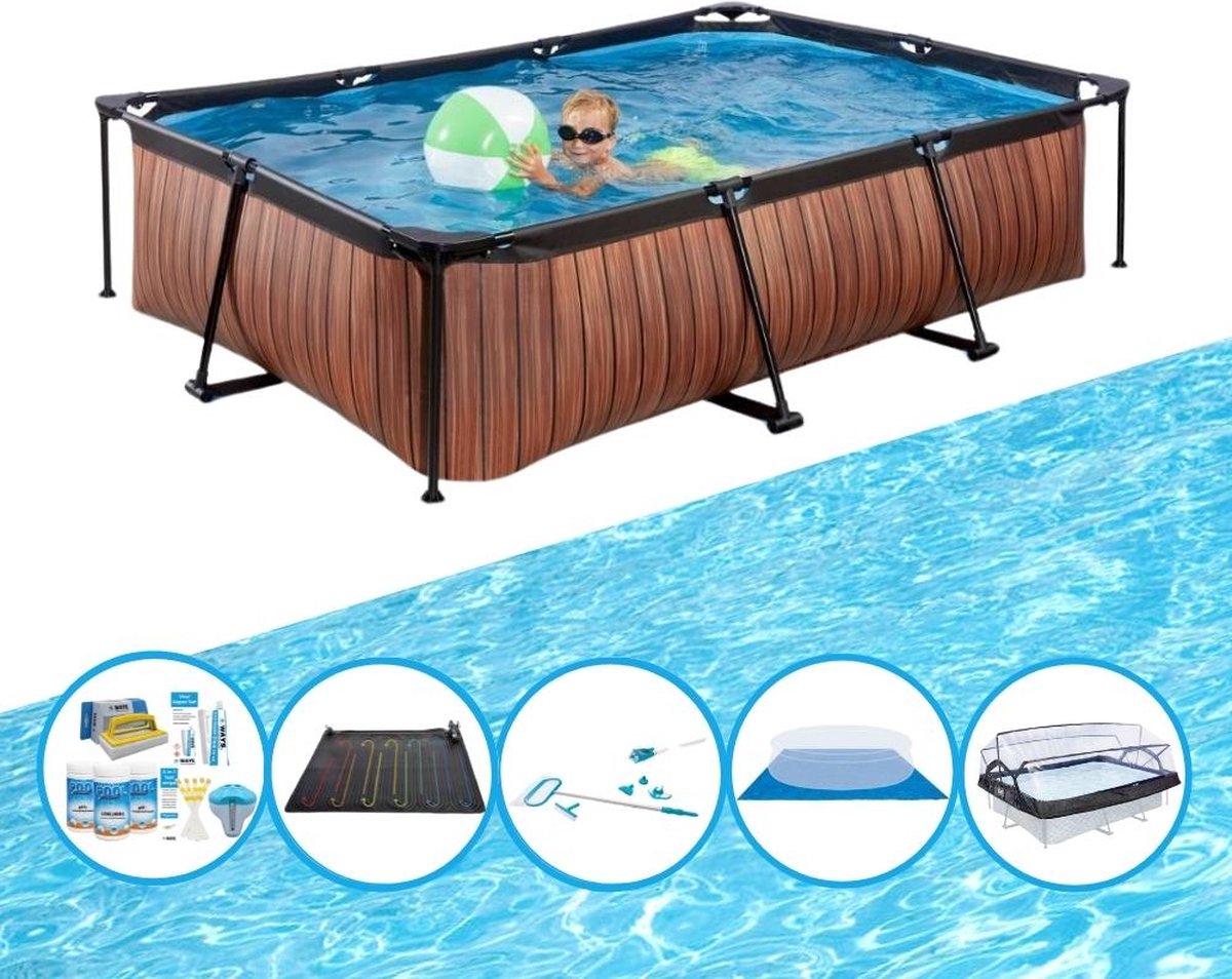 EXIT Zwembad Timber Style - 300x200x65 cm - Frame Pool - Inclusief bijbehorende accessoires