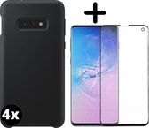 Fooniq Silicone Hoesje Zwart 4x + Screenprotector 4x - Geschikt Samsung Galaxy S10e