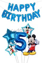 Mickey ballonnen set verjaardag 5 jaar - Happy Birthday letters - 18 delig