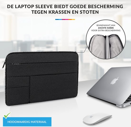 YONO Laptophoes 13 Inch – Hoes geschikt voor Apple MacBook Pro en Air 13.3 – Laptop Sleeve – Waterafstotende Laptoptas – Zwart - YONO