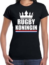 Zwart rugby koningin shirt met kroon dames - Sport / hobby kleding XXL