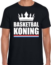 Zwart basketbal koning shirt met kroon heren - Sport / hobby kleding L