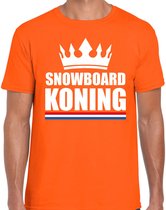 Oranje snowboard koning apres ski shirt met kroon heren - Sport / hobby kleding M