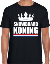 Zwart snowboard koning apres ski shirt met kroon heren - Sport / hobby kleding L
