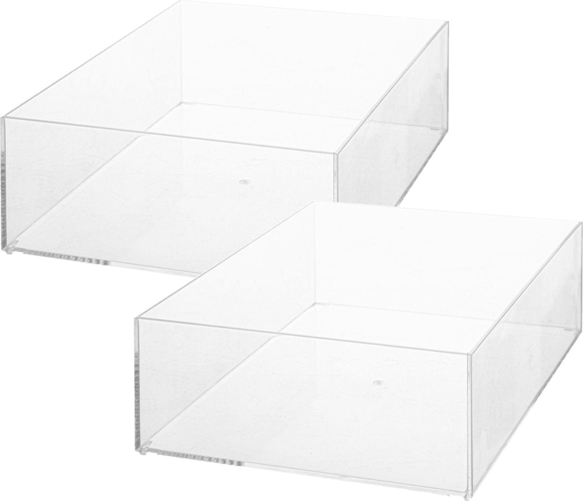 Goedkoopste Set van 2x stuks sieraden/make-up houder/box 25,5 x 8,5 cm van kunststof - Nagellak box - Sieraden box - Make-up box - Organizer