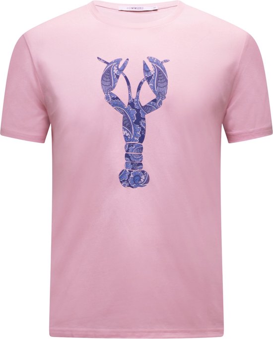 Hommard T-Shirt Pink met grote Blauwe Paisley Lobster Medium