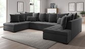 Meubella - Hoekbank Linda XL - Grijs - Velvet - Universeel