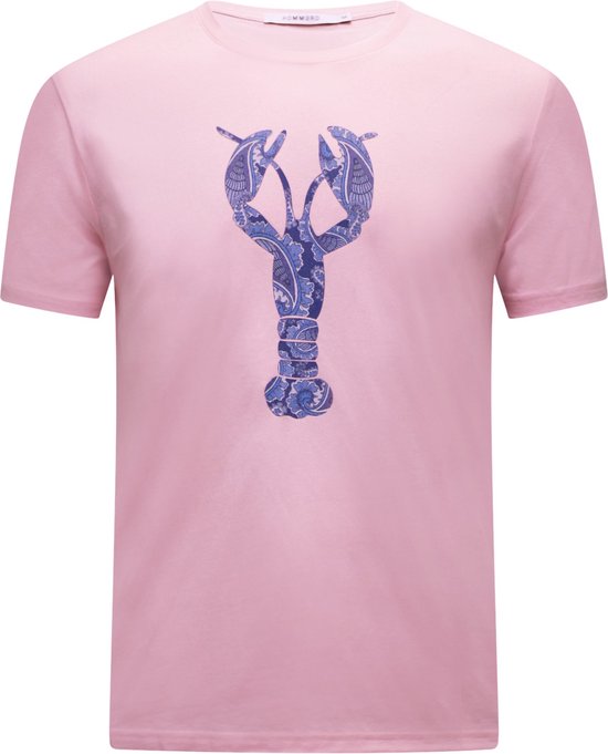 T-Shirt Hommard Pink avec Grand Homard Paisley Bleu X-Large