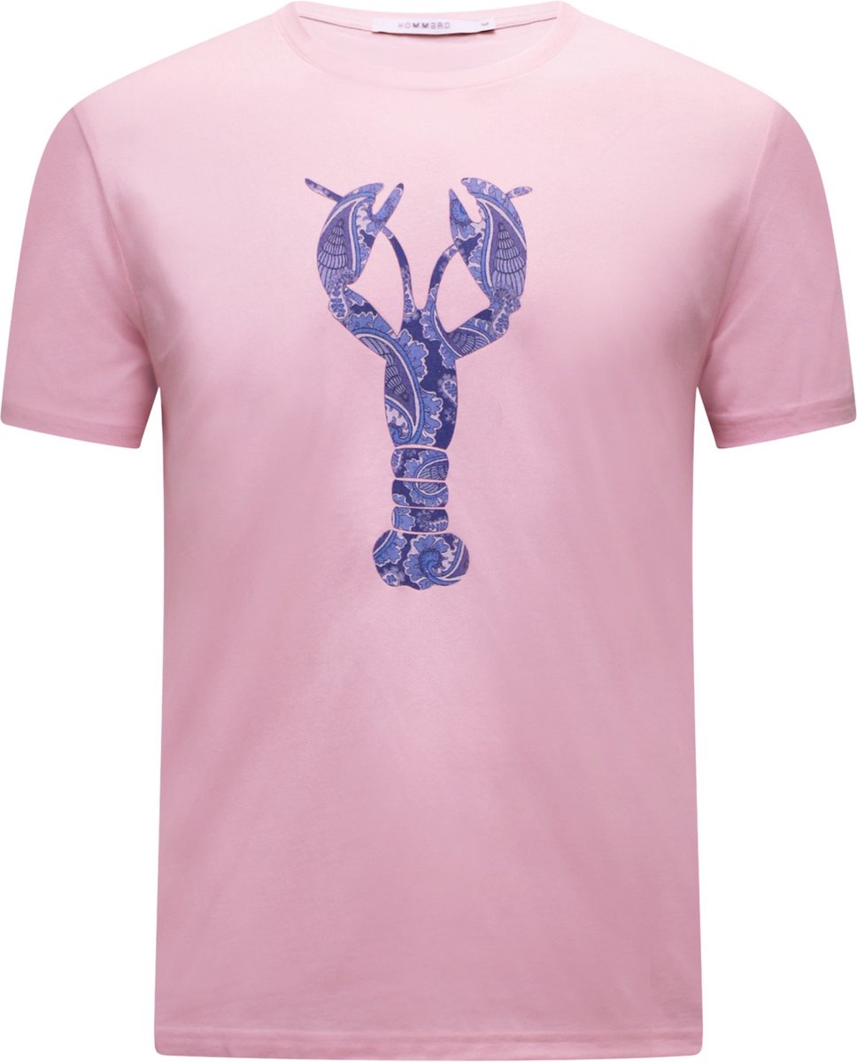 Hommard T-Shirt Pink met grote Blauwe Paisley Lobster X-Large