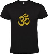 Zwart  T shirt met  print van  "het mooie spirituele Ohm teken" " print Goud size M