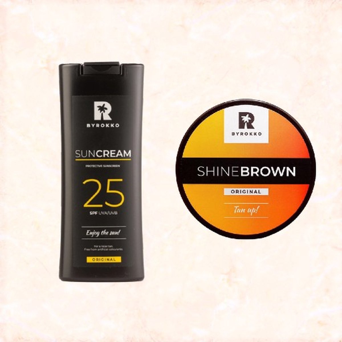 BYROKKO - perfecte set om te zonnen - Shine Brown Original + SPF 25 - Premium tan boosting cream (190 ml) - Bruining - Extreme tanning - Zonnebank bruiner - Tanning oil - Tanning - Snel bruiner - Zonnecreme - bruiningsolie – bruiningsversneller