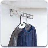 Milano Luxurious verstelbare garderobestang – kledinghaak inklapbaar – ruimtebesparende kledingbeugel – zilver – kapstok met 5 gaten – 25cm