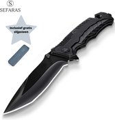 Sefaras Survival Zakmes - Rechthoekige zakmes - 3cr13/Aluminum - Inklapbaar - Broekclip - Voor kamperen - RVS - Zwart