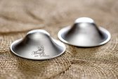 Tepelkapjes - Silver nursing cups- de originele zilveren tepelbeschermer- 925 zilverTepelkapjes - Maat XL