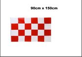 Vlag rood/wit geblokt 90cm x 150cm - Festival thema feest Brabant party decoratie