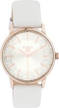 OOZOO Timepieces - Rosé gouden horloge met witte leren band - C10930 - Ø35