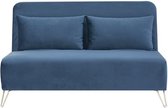 2-zits converteerbare bank - Blauw fluweel met gouden poten - Scandinavische stijl - L 130 x D 90 x H 81 cm - DEPLO