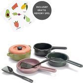 Green Bean Pannenset + Memory | Dantoy | 7 delig | Speelgoed keuken accessoires 2 jaar