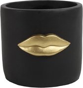 Dream-Living-Bloempotten set gouden lippen-14x12x11cm-9x10x10cm