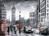 Diamond Painting London in the rain 50 x 40 Ronde Steentjes op gespannen canvas