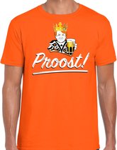 Koningsdag t-shirt Proost - oranje - heren - koningsdag outfit / kleding S