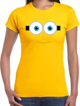 Geel poppetje verkleed t-shirt geel voor dames - Carnaval fun shirt / kleding / kostuum M