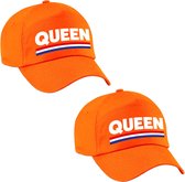 2x stuks queen pet / cap oranje - Koningsdag/ EK/ WK - Holland supporter petje / baseball cap