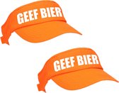 2x stuks oranje GEEF BIER zonneklep - Koningsdag - EK/ WK pet / sun visor