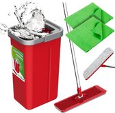 GreenBlue - Vlakmop met emmer en wringer | Inhoud 5.7L + twee microvezel HQ patronen