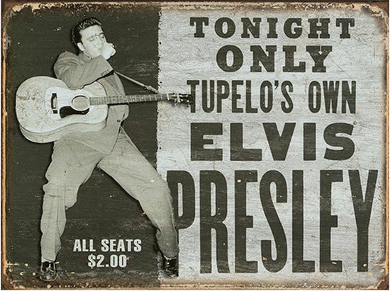 Signs-USA Elvis Presley - Tupelo's Own - retro wandbord - 40 x 30 cm
