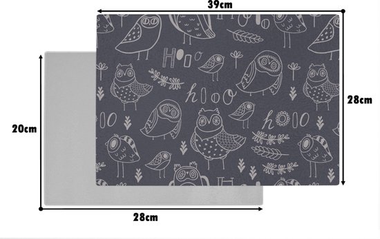 Planche à découper en Verres - 39x28 - Motifs - Vogel - Hibou - Planches à découper en Glas