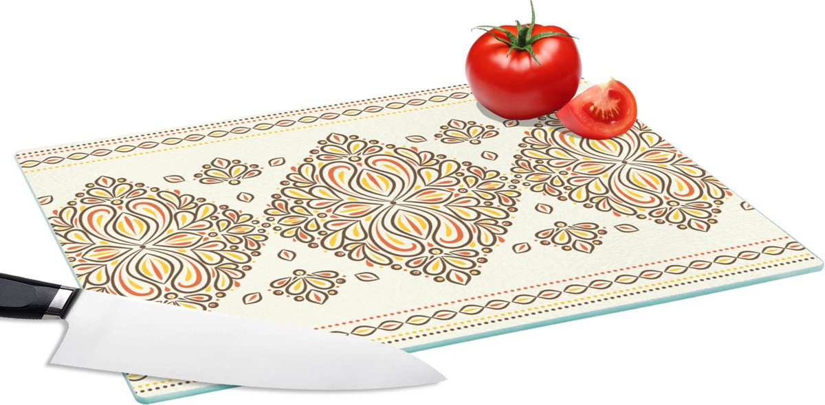 Glazen Snijplank - 39x28 - Boho - Goud - Design - Luxe - Snijplanken Glas