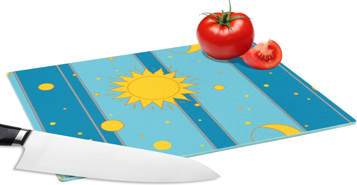 Glazen Snijplank - 28x20 - Zon - Maan - Design - Snijplanken Glas