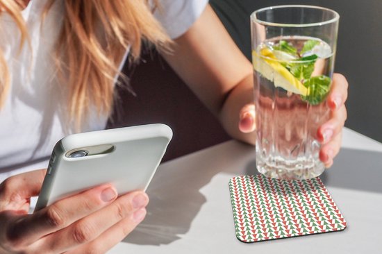 Sous-verres pour verres - Noël - Motifs - Driehoek - 10x10 cm - Sous-verres en verre - 6 pièces