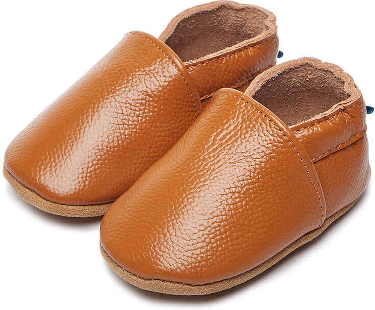Steppies Babyslofjes Leer - Bruin - Maat 16-17 (0-6 maanden, 11 cm) - met Suède Zool