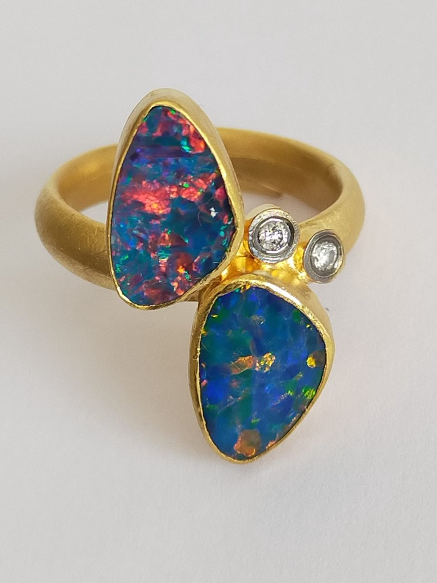 Icon - Opalen ring - sieraden - 24 karaat goud met zilver
