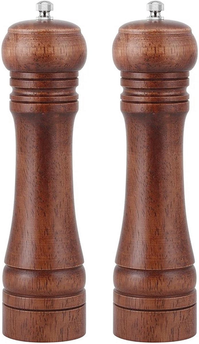 Peper en Zout Molen Kruidenset Peper & Zoutstellen Hout met Instelbare...