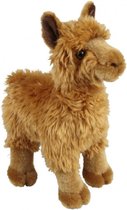 Pluche bruine alpaca/lama knuffel 28 cm - Alpacas/lamas boerderijdieren knuffels - Speelgoed voor kinderen