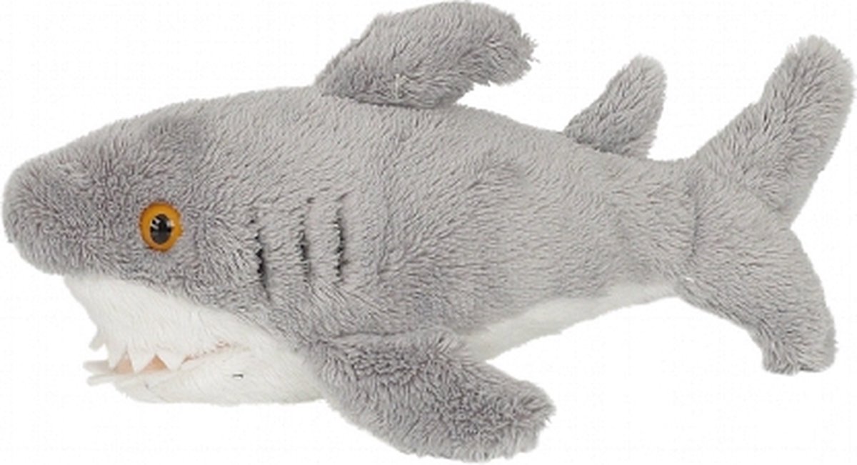 Ravensden pluche haaien knuffel - grijs - 15 cm - zeedieren - cadeau