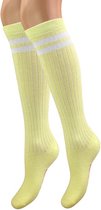Meisjes Kniekous - Rib - Strepen - Geel - Maat 35-38
