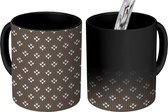 Magische Mok - Foto op Warmte Mokken - Koffiemok - Patronen - Breien - Wit - Grijs - Magic Mok - Beker - 350 ML - Theemok