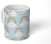Mok - Koffiemok - Regenboog - Wolk - Patronen - Mokken - 350 ML - Beker - Koffiemokken - Theemok