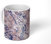 Mok - Marmer print - Roze - Blauw - Patroon - Mokken - 350 ML - Beker - Uitdeelcadeautjes